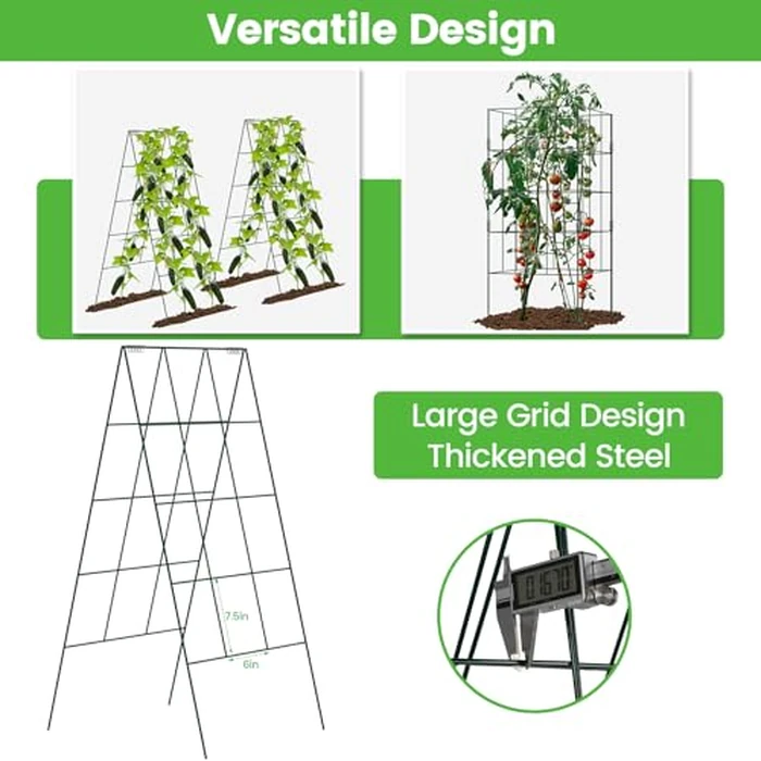 Toriexon Foldable Cucumber Trellis 2 Pack, 46" L X 18" W A-Frame Garden Trellis, Steel Climbing Plants Support Raised Bed Trellis with Twist Ties & Plant Bags for Climbing Plants Outdoor by Toriexon - Image 6