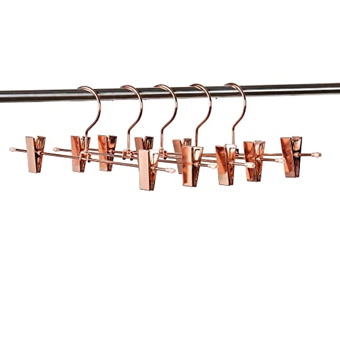 Better to U Stackable Shiny Copper/Gold Metal Pants Hanger, Rose Gold Skirt Trousers Hanger Add-on Hook, Space-Saving Hanger with Non-Slip Adjustable Clips for Jeans Slacks Boutique (20, Copper) by Better to U - Image 5