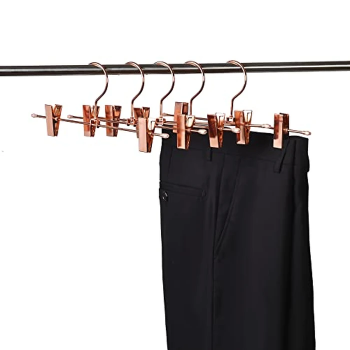 Better to U Stackable Shiny Copper/Gold Metal Pants Hanger, Rose Gold Skirt Trousers Hanger Add-on Hook, Space-Saving Hanger with Non-Slip Adjustable Clips for Jeans Slacks Boutique (20, Copper) by Better to U - Image 6