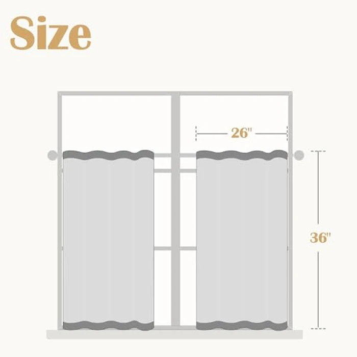 jinchan Linen Kitchen Curtains Striped Tier Curtains 36 Inch Cafe Farmhouse Balanced Stripe Half Window Light Filtering for Bathroom Laundry 2 Panels Green on Linen by jinchan - Image 9