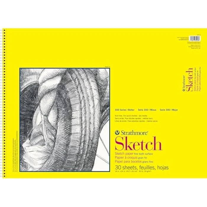 Strathmore 300 Series Sketch Pad, 18x24 inch, 30 Sheets, Side Wire - Artist Sketchbook for Drawing, Illustration, Art Class Students by Strathmore - Used - Very Good condition