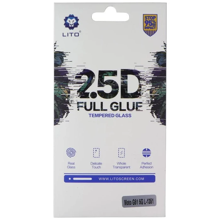 LITO 2.5D Full Glue Tempered Glass Screen Protector for Moto G51 5G - Clear by LITO - Refurbished - Brand New condition - US$8.28