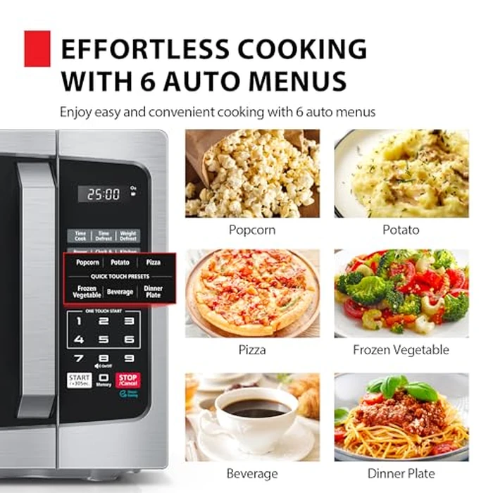 TOSHIBA ML-EM25P(SS)/CA Microwave Oven with Sound On/Off ECO Mode and LED Lighting, 0.9 Cu Ft/900W, Stainless Steel by TOSHIBA - Image 2