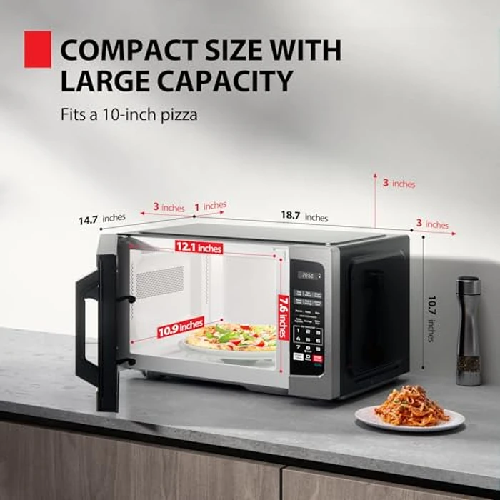 TOSHIBA ML-EM25P(SS)/CA Microwave Oven with Sound On/Off ECO Mode and LED Lighting, 0.9 Cu Ft/900W, Stainless Steel by TOSHIBA - Image 4