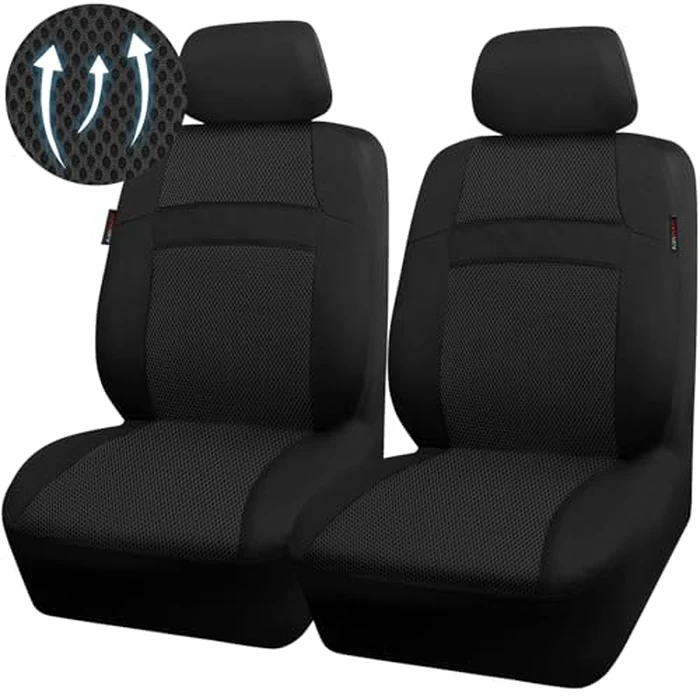 CAR PASS 3D Air Mesh Car Seat Covers Two Front Seats Only, Universal Seat Covers for Car Fit SUV,Vans,Sedan,Trucks, Breathable Automotive Interior Seat Covers Airbag Compatible (Black) by CAR PASS - Used - Very Good condition - US$16.45
