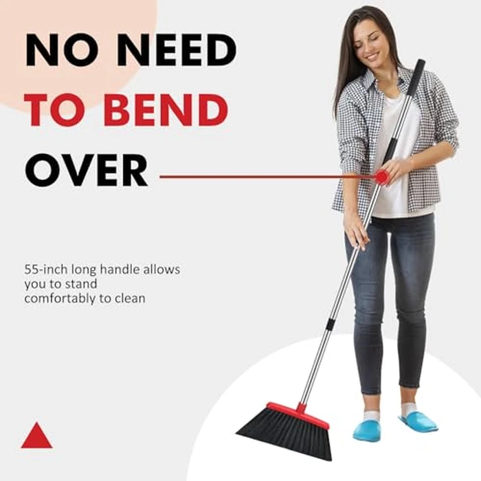 Heavy Duty Broom, 55 Inch Long Handle Outdoor Large Angle Brooms, Commercial Broom for Sweeping Indoor, for Home Garage Kitchen Office Courtyard Lobby Patio Lawn Concrete by nacena - Image 3