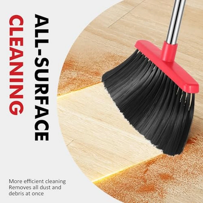 Heavy Duty Broom, 55 Inch Long Handle Outdoor Large Angle Brooms, Commercial Broom for Sweeping Indoor, for Home Garage Kitchen Office Courtyard Lobby Patio Lawn Concrete by nacena - Image 6