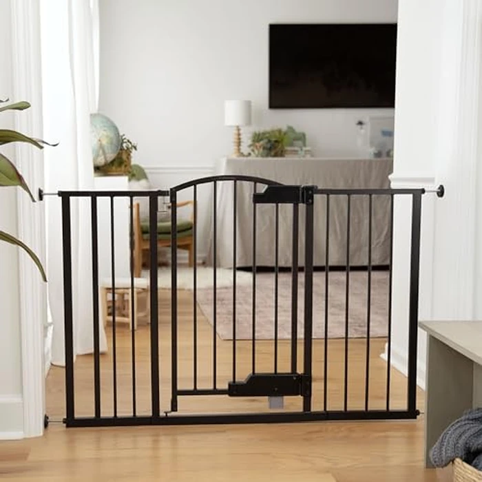 Summer by Ingenuity Thruway 52W Series Pet and Baby Gate with GlideOpen, 29"-52" Wide, 28" Tall, Pressure or Hardware Mounted, Install on Wall or Banister in Doorway or Hallway - Espresso by Ingenuity - Image 2