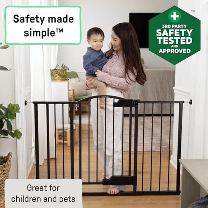 Summer by Ingenuity Thruway 52W Series Pet and Baby Gate with GlideOpen, 29"-52" Wide, 28" Tall, Pressure or Hardware Mounted, Install on Wall or Banister in Doorway or Hallway - Espresso by Ingenuity - Image 4