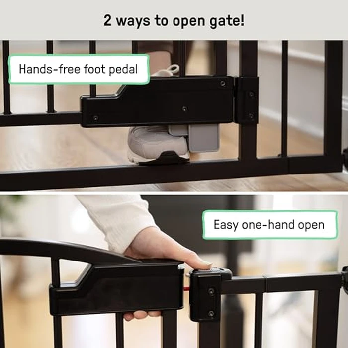 Summer by Ingenuity Thruway 52W Series Pet and Baby Gate with GlideOpen, 29"-52" Wide, 28" Tall, Pressure or Hardware Mounted, Install on Wall or Banister in Doorway or Hallway - Espresso by Ingenuity - Image 7