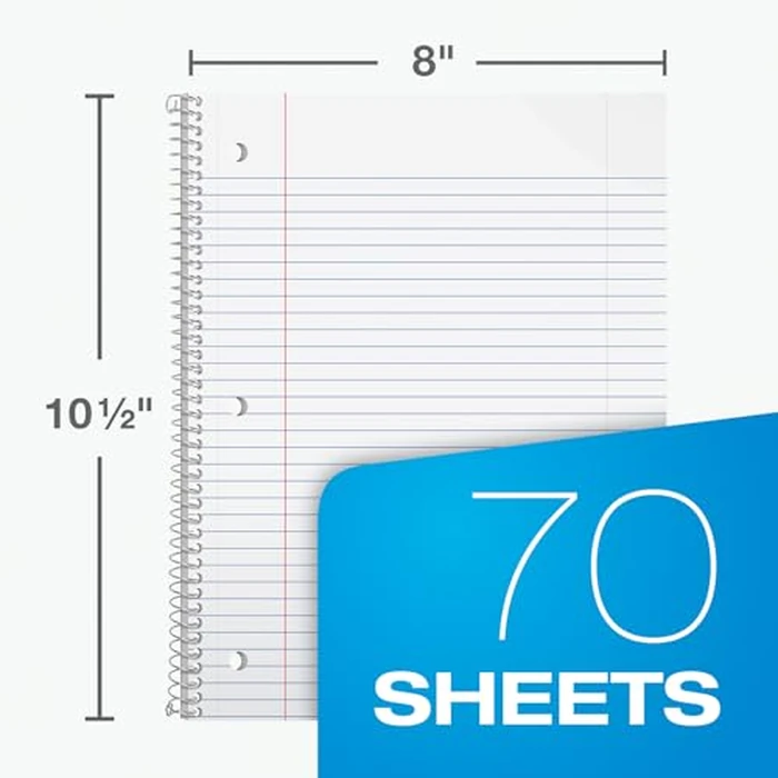 Oxford Spiral Notebooks, 12 Count Bulk Pack, 1 Subject, College Ruled Notebooks for School, 8 x 10.5 Inches, 70 Sheets, Assorted Colors, Back to School Supplies (65205) by Oxford - Image 2