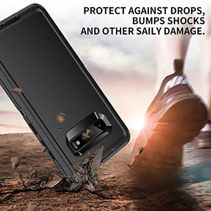Mieziba for Galaxy S10 Plus Case,Heavy Duty Shockproof Dust/Drop Proof 3 Layers Full Body Protection Rugged Cover Case for Galaxy S10 Plus 6.4 inch,Black by Mieziba - Image 2
