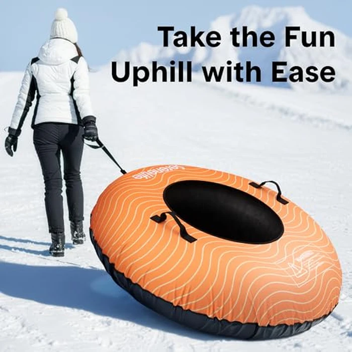 SereneLife Snow Tube for Sledding, 44"/48” Inflatable Snow Tubes Heavy Duty Durable Anti Wear Material for Outdoor Fun, PVC Bottom for Smoother Faster Sledding, Includes Tow Strap for Kids & Adults by SereneLife - Image 8