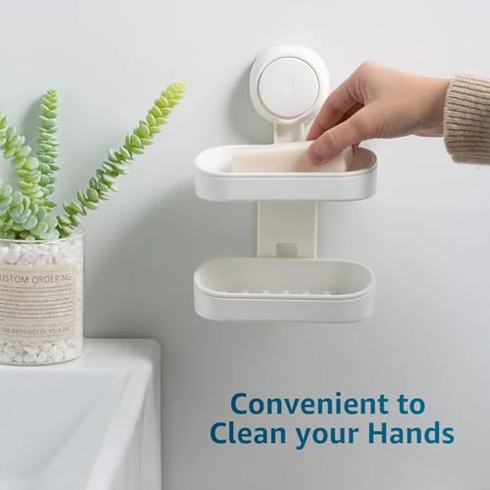 HOME&I Suction Cup Soap Dish Holder - Strong Vacuum Suction, Waterproof, Self-Draining Soap Dish for Shower, Bathroom, Kitchen Sink - No Drilling, Reusable (White) by HOME&I - Image 10