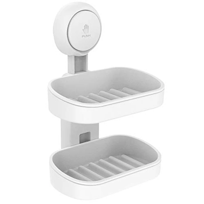 HOME&I Suction Cup Soap Dish Holder - Strong Vacuum Suction, Waterproof, Self-Draining Soap Dish for Shower, Bathroom, Kitchen Sink - No Drilling, Reusable (White) by HOME&I - Image 1