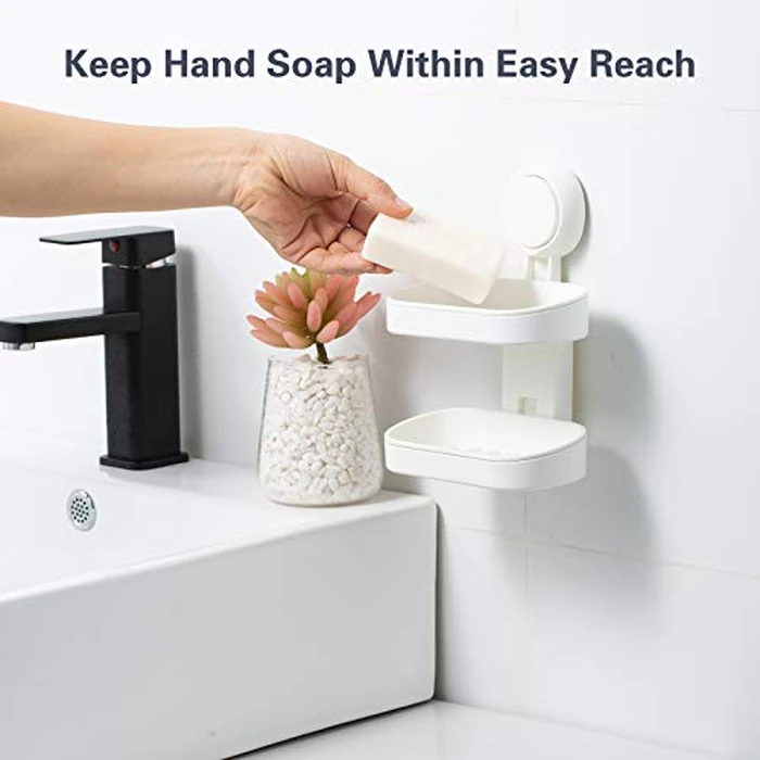 HOME&I Suction Cup Soap Dish Holder - Strong Vacuum Suction, Waterproof, Self-Draining Soap Dish for Shower, Bathroom, Kitchen Sink - No Drilling, Reusable (White) by HOME&I - Image 2
