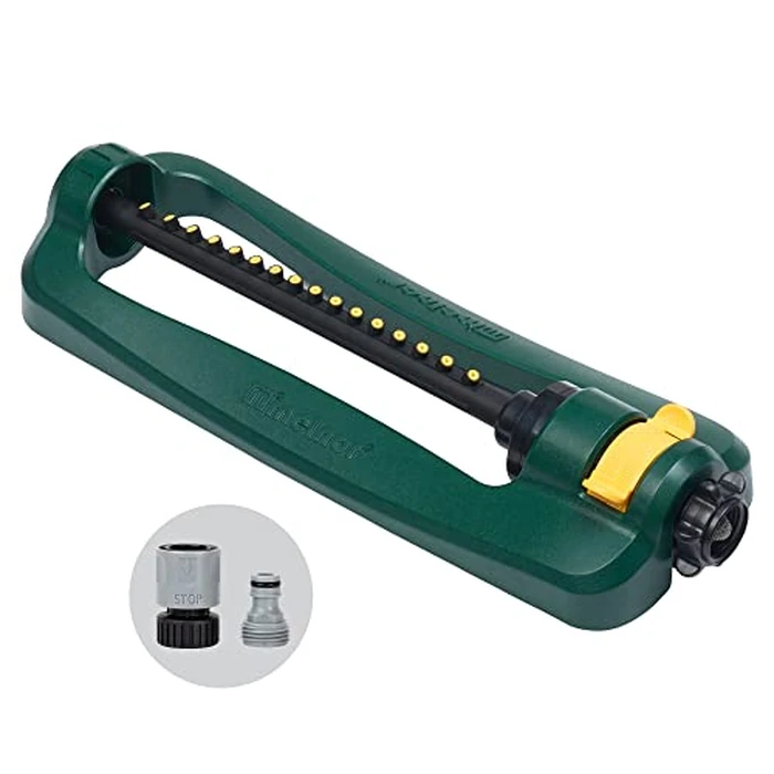 Melnor 65148AMZ TurboTek Oscillating Sprinkler, 2,800 sq. ft., Quick Connect Bundle, 16 Precision Nozzle, Green, Yellow by Melnor - Image 1