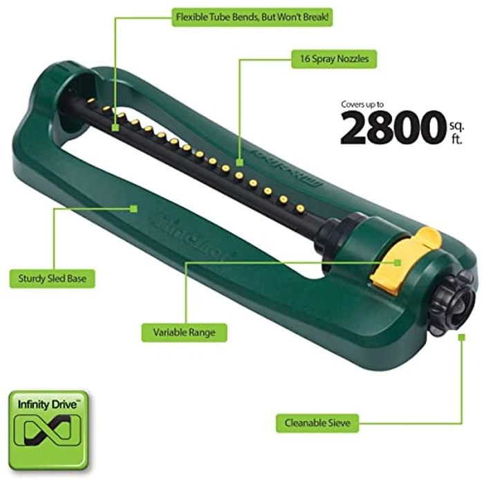 Melnor 65148AMZ TurboTek Oscillating Sprinkler, 2,800 sq. ft., Quick Connect Bundle, 16 Precision Nozzle, Green, Yellow by Melnor - Image 3