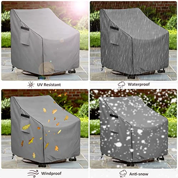 Okcool Outdoor Swivel Chair Cover 2 Pack,Outdoor Furniture Patio Chair Covers Waterproof Clearance,(30" W x 34" D x 38.5" H) Outdoor Lawn Patio Furniture Covers,Grey by okcool - Image 7