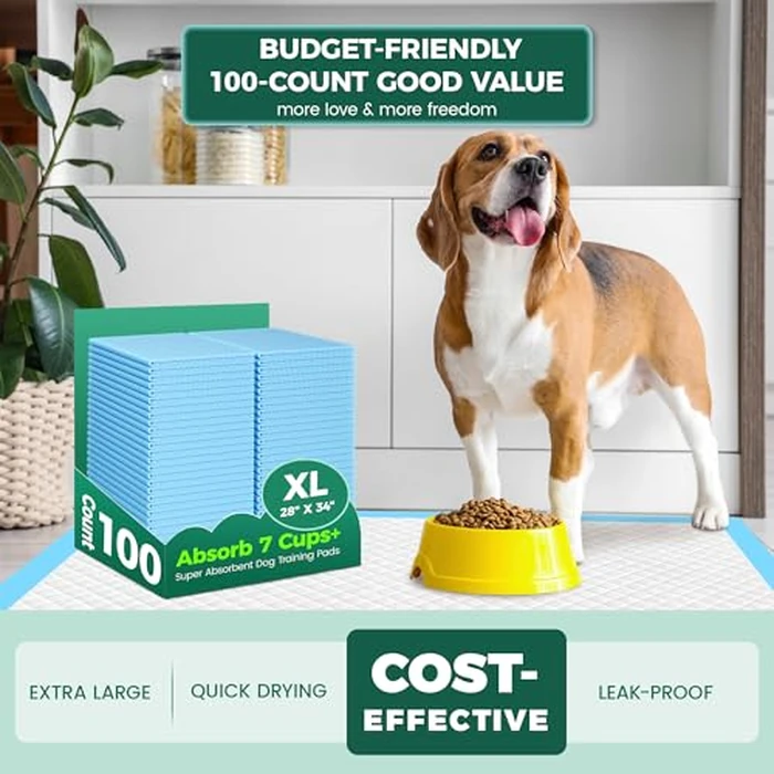 100 Count Dog Pee Pads Extra Large 28"x34", Super Absorbent X-Large 100 Pack Puppy Pads Leak-Proof & Quick-Dry Disposable XL Potty Pee Pads for Dogs, Puppies, Doggy by YOPETKI - Image 7