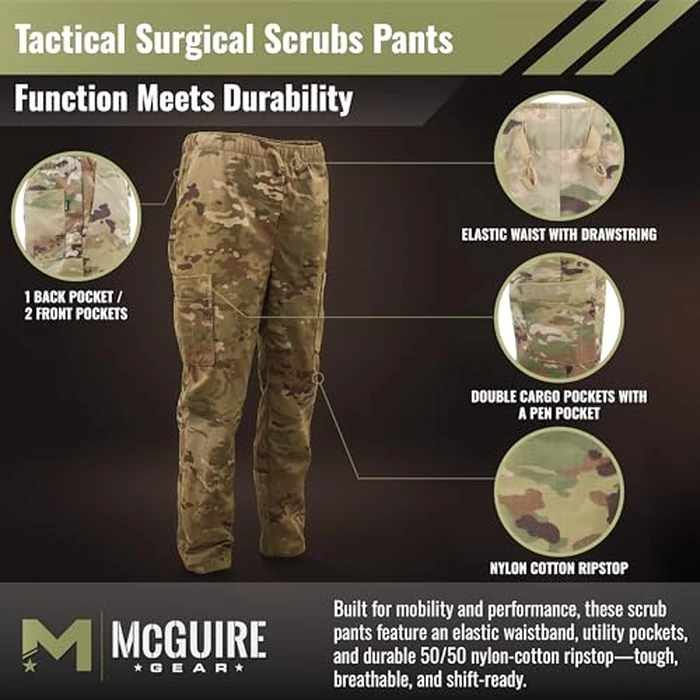 M MCGUIRE GEAR Tactical Surgical Scrub Pants for Men and Women - GI Mil-Spec Nylon/Cotton Ripstop Fabric with Cargo Pockets, Waistband, and Drawstring - Lightweight Workwear - X-Large, Made in USA by M MCGUIRE GEAR - Image 2