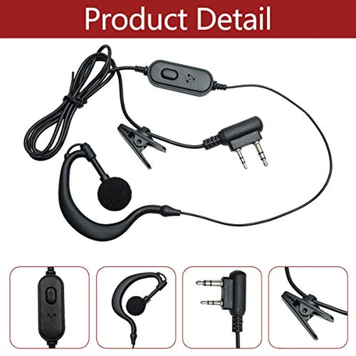 BAOFENG Two Way Radio Earpiece Ham Radio K Port Headset | Walkie Talkie Headphone for UV-5R Mini BF-F8HP PRO 5RM DM32 UV32 GM21 UV-5G Plus K5PLUS AR-152 UV-17R BF-888S GM-15PRO UV-S9 Plus Etc (2Pack) by BAOFENG - Image 6