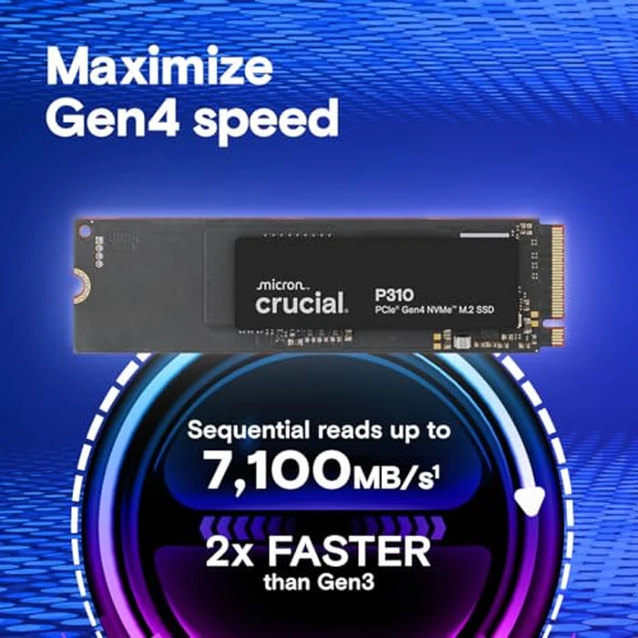Crucial P310 500GB SSD, PCIe Gen4 NVMe M.2 2280, Up to 6,600MB/s, for Laptop, Desktop (PC), & Handheld Gaming Consoles, Includes Acronis Data Recovery Software, Solid State Drive - CT500P310SSD801 by Crucial - Image 2