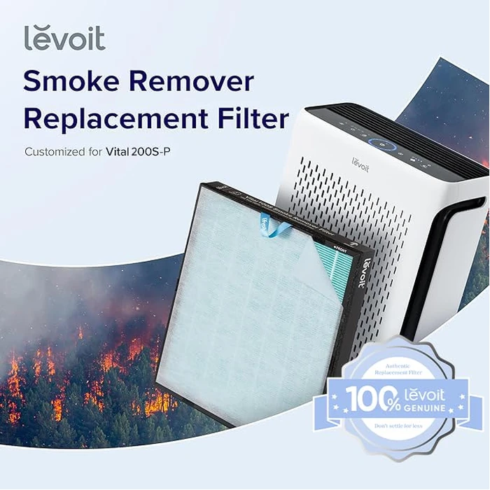 LEVOIT Genuine Vital 200S-P Air Purifier Smoke Remover Replacement Filter, Supports HEPA Sleep Mode, 4-in-1 High-Efficiency Activated Carbon Filter, Vital 200S-RF-SR, 1 Pack, Blue by Levoit - Used - Very Good condition