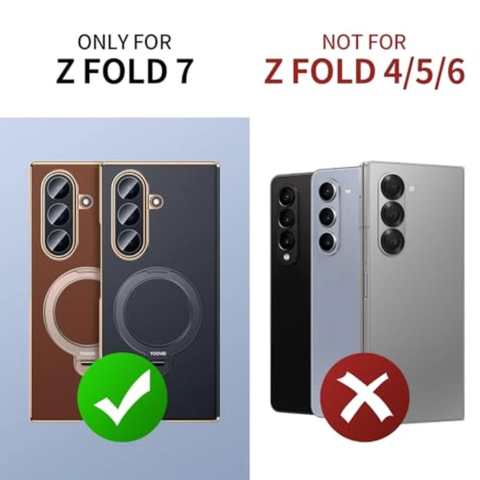 YOOVEI Magnetic for Samsung Galaxy Z Fold 7 Case Luxury Leather [Hinge Protection] Built-in [Screen Protector] [Fit for MagSafe] Zfold 7 Case with Kickstand & Ring Holder Black by YOOVEI - Image 8