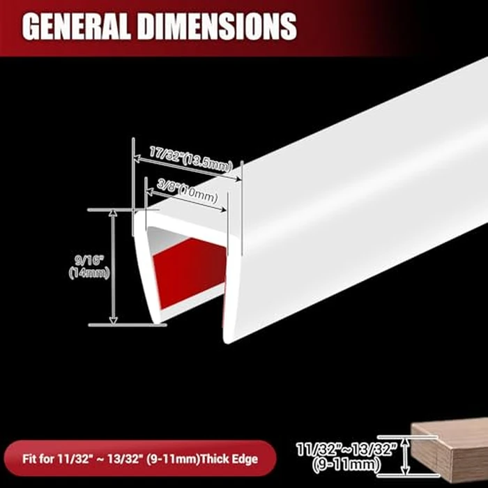 Rubber Edge Trim, Flexible Self-Adhesive U Shaped Peel and Stick Edge Banding, 3/8"(9.5mm) Wide U Channel Edge Protector, Baby Proof Edge Guards for Woods, Plywood, Furniture, 20Ft, White by YANRUIPRO - Image 2