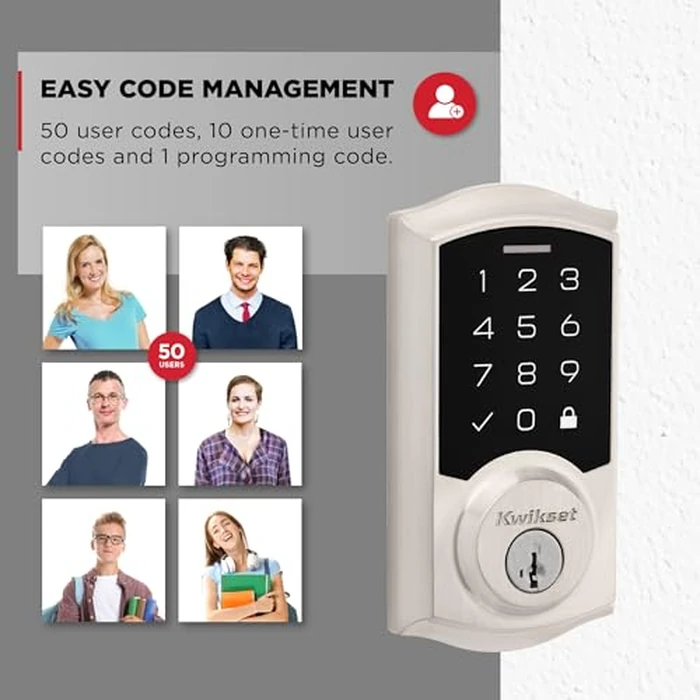 Kwikset SmartCode 270 Keyless Entry Electronic Touchpad Deadbolt Door Lock with Auto-Lock, Custom User Codes, Advanced Security in Satin Nickel Traditional by Kwikset - Image 7