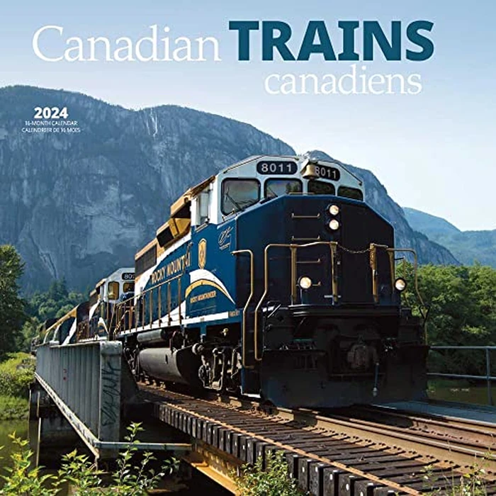 Canadian Trains | 2024 12 x 24 Inch Monthly Square Wall Calendar | English/French Bilingual | Wyman Publishing | Heavy Machinery Transportation by BrownTrout Publishers Ltd. - Used - Like New condition