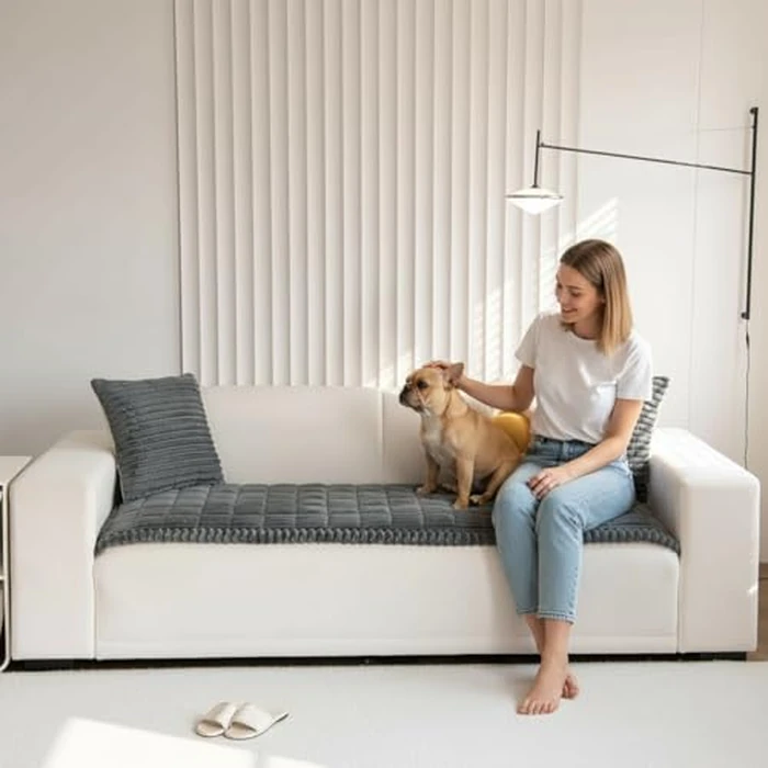 Fuzzy Pet Couch Covers for Sofa Washable Plush Small Medium Large Dog Pad Furniture Protector Pet Non-Slip Mat for Dogs and Cats Couch Fluffy Blanket (Dark Gray, 28x59inch) by ele ELEOPTION - Used - Very Good condition