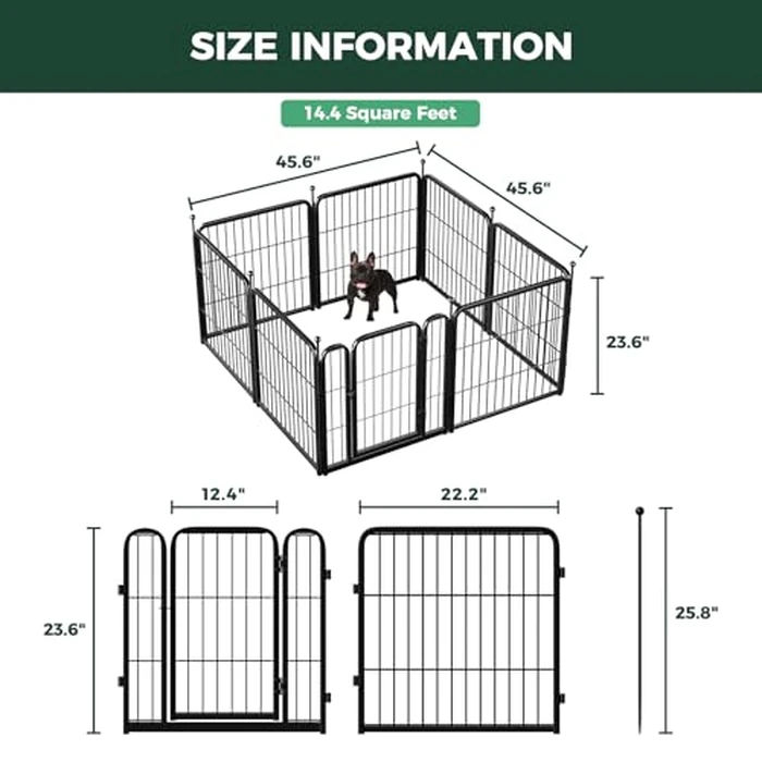 FXW Rollick Unleashed Dog Playpen for Indoor, Yard, RV Camping, 24 inch 8 Panels for Small and Puppy Dogs, Black│Patented by FXW - Image 8