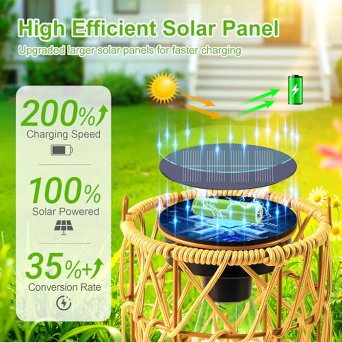 KOOPER Solar Lantern Outdoor Lights, 2 Pack Bright Hanging Solar Lanterns Outdoor Waterproof with Handle, Decoration Rattan Lanterns for Outside Hanging Garden Patio Yard Porch Trees Lawn Pathway Gift by KOOPER - Image 3