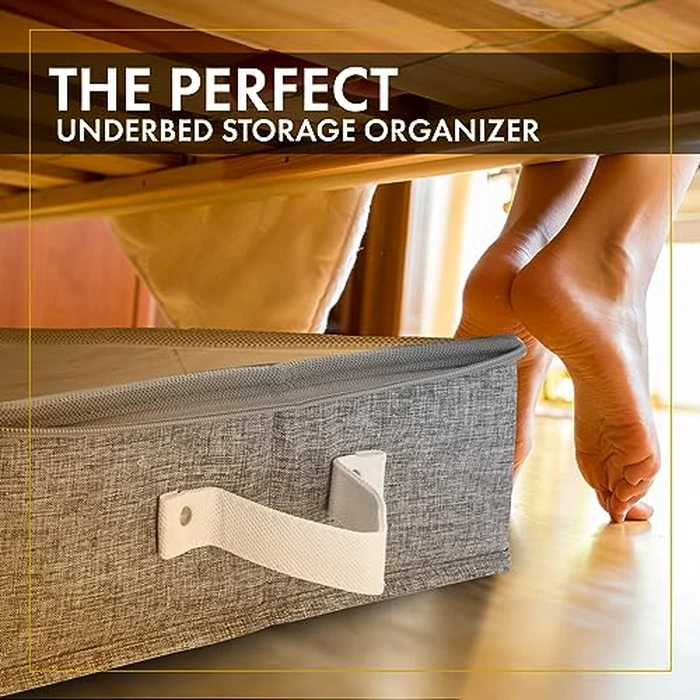 HOMELUX THEORY 2pc Under Bed Storage Containers, Bedroom Under the Bed Drawer Storage Organizer with Bins and Lids, Medium Underbed Clothes Storage Box Ideal for Blanket, Fabric, & Shoes (LightGray) by Homelux Theory - Image 5