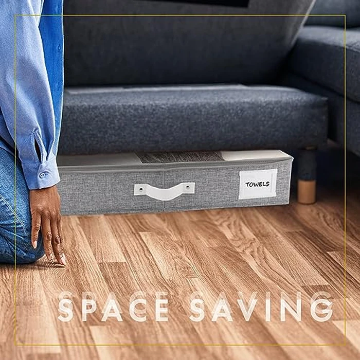 HOMELUX THEORY 2pc Under Bed Storage Containers, Bedroom Under the Bed Drawer Storage Organizer with Bins and Lids, Medium Underbed Clothes Storage Box Ideal for Blanket, Fabric, & Shoes (LightGray) by Homelux Theory - Image 7