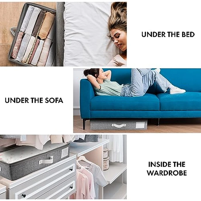 HOMELUX THEORY 2pc Under Bed Storage Containers, Bedroom Under the Bed Drawer Storage Organizer with Bins and Lids, Medium Underbed Clothes Storage Box Ideal for Blanket, Fabric, & Shoes (LightGray) by Homelux Theory - Image 8