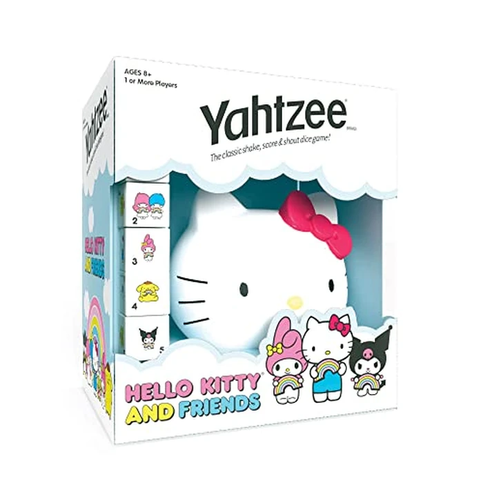YAHTZEE: Hello Kitty and Friends, Collectible Head Dice Cup, Classic Family Dice Game, Officially Licensed Sanrio Game & Merchandise by USAOPOLY - Used - Like New condition - US$13.69