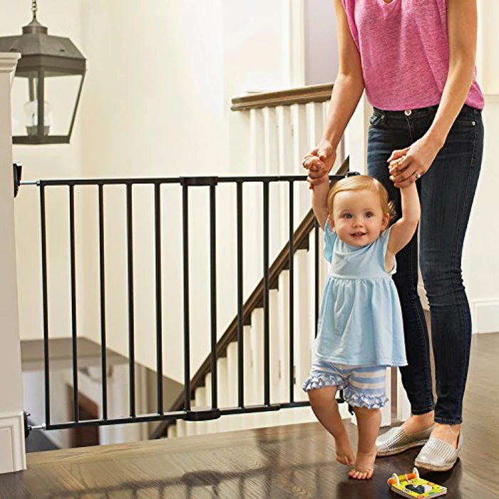 Munchkin Push to Close Baby Gate, Hardware Mounted Safety Gate for Stairs, Hallways and Doors, Extends 28.5 inch to 45 inch Wide, Metal, Dark Grey by Munchkin - Image 2