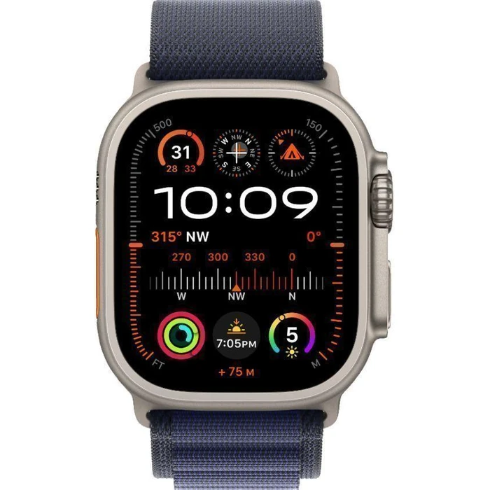 Apple Watch Ultra 2 (Cellular + GPS) - 64GB - 49mm - Titanium Titanium Case with Navy Textile Alpine Loop Band - One Size by Apple - Refurbished - Excellent condition - US$404.44
