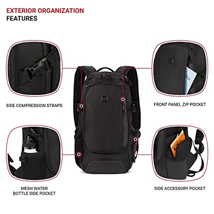 SwissGear 3598 Backpack Narrow Daypack, Black Ballistic, 18-Inch by SwissGear - Image 3