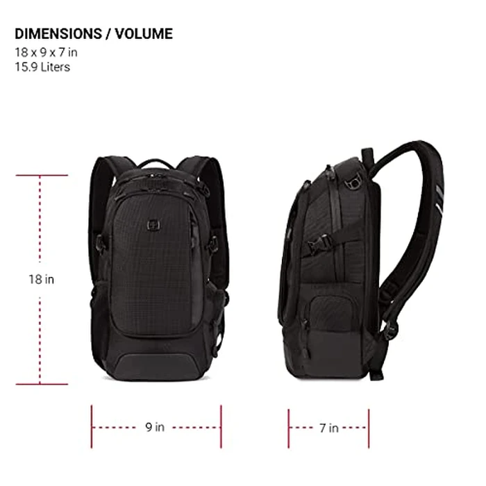 SwissGear 3598 Backpack Narrow Daypack, Black Ballistic, 18-Inch by SwissGear - Image 8
