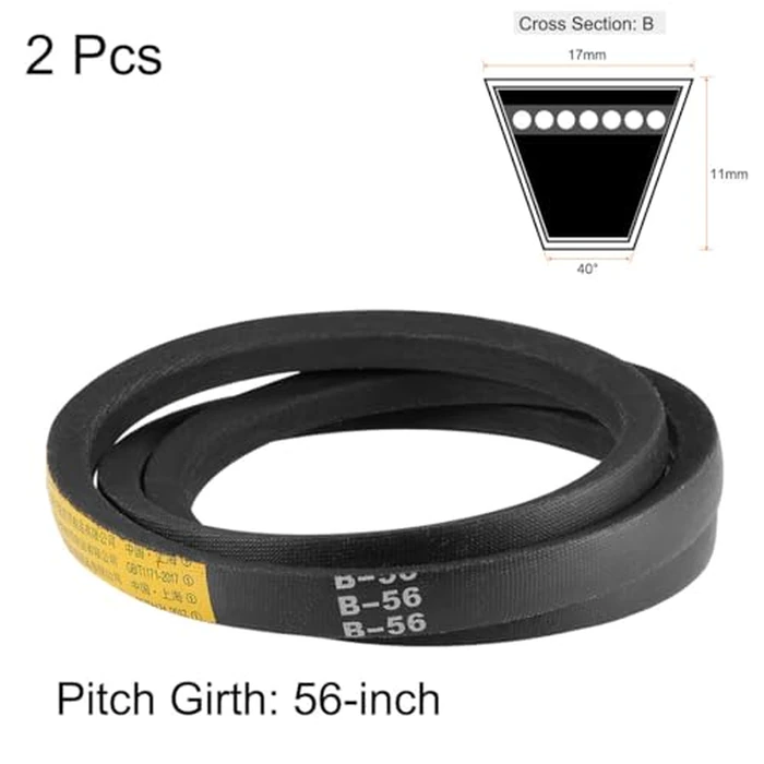 uxcell B56 V-Belts 56" Pitch Length, B-Section Rubber Drive Belt 2pcs by uxcell - Image 2