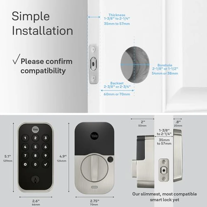 Yale Assure Lock 2 Touch Deadbolt, Satin Nickel Smart Entry Door Lock with Z-Wave (ZW3) Connected Touch Keypad and Fingerprint Scanner with Back-up Key, YRD410-F-ZW3-619 by Yale - Image 7