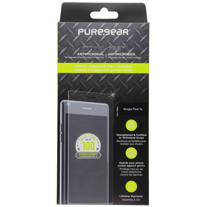 PureGear Steel 360 Screen Protector for Google Pixel 7a - Clear by PureGear - Refurbished - Brand New condition