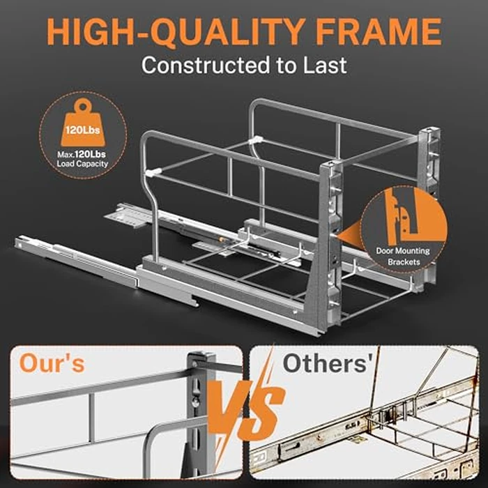 YJHome Pull Out Trash Can Under Cabinet with Soft-Close Slides, Garbage Can Not Included, Cabinet Trash Can Pull Out Kit with Door Mounting Kit, Requires Minimum Cabinets Opening 17" W X 24" D by YJHome - Image 5