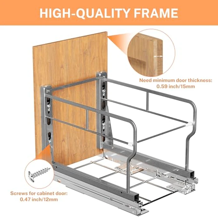 YJHome Pull Out Trash Can Under Cabinet with Soft-Close Slides, Garbage Can Not Included, Cabinet Trash Can Pull Out Kit with Door Mounting Kit, Requires Minimum Cabinets Opening 17" W X 24" D by YJHome - Image 7