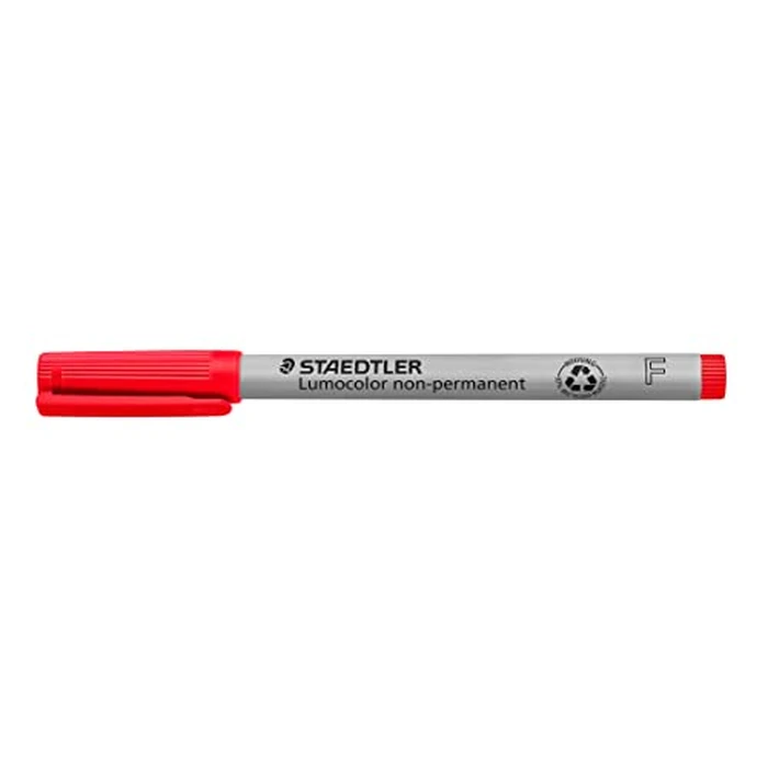 Staedtler Lumograph Non-Permanent Wet Erase Marker Pens, Fine Tip Refillable Colored Marker, Red, 315-2 by Staedtler - Image 1