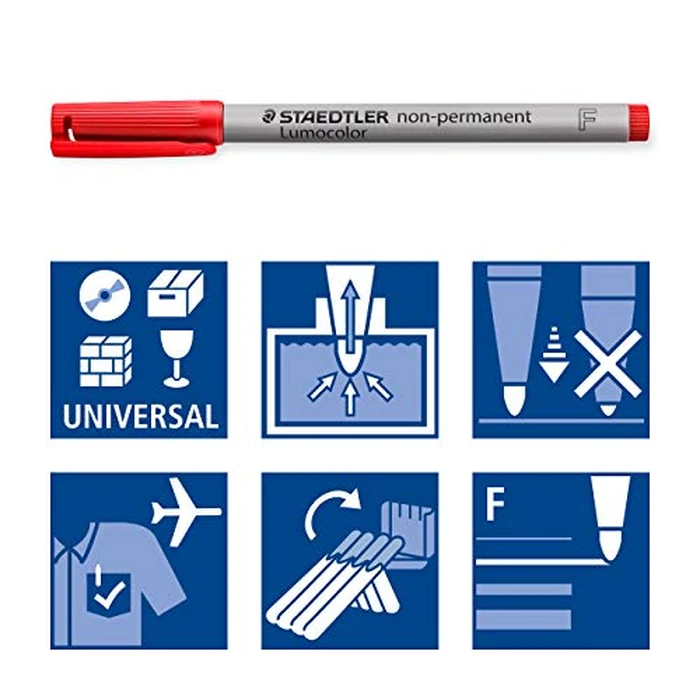 Staedtler Lumograph Non-Permanent Wet Erase Marker Pens, Fine Tip Refillable Colored Marker, Red, 315-2 by Staedtler - Image 4